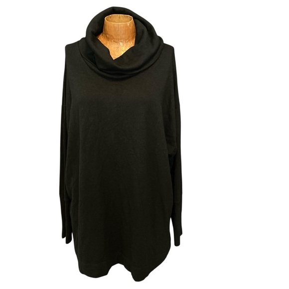 Pure Energy Black Long Sleeved Cowl Neck Sweater in Sweatshirt Material - Picture 1 of 10